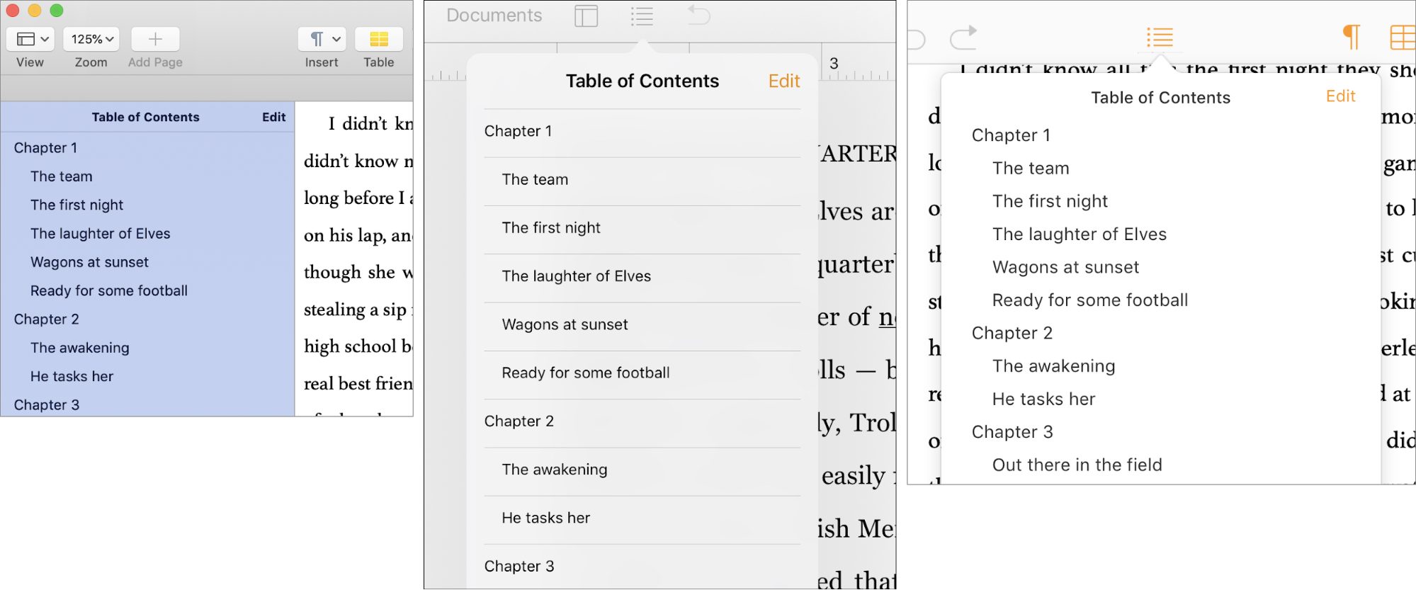 how to create table of contents in word mac